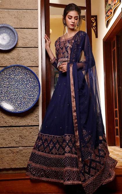 Sanas - Navy Blue Lehenga Choli - L201953