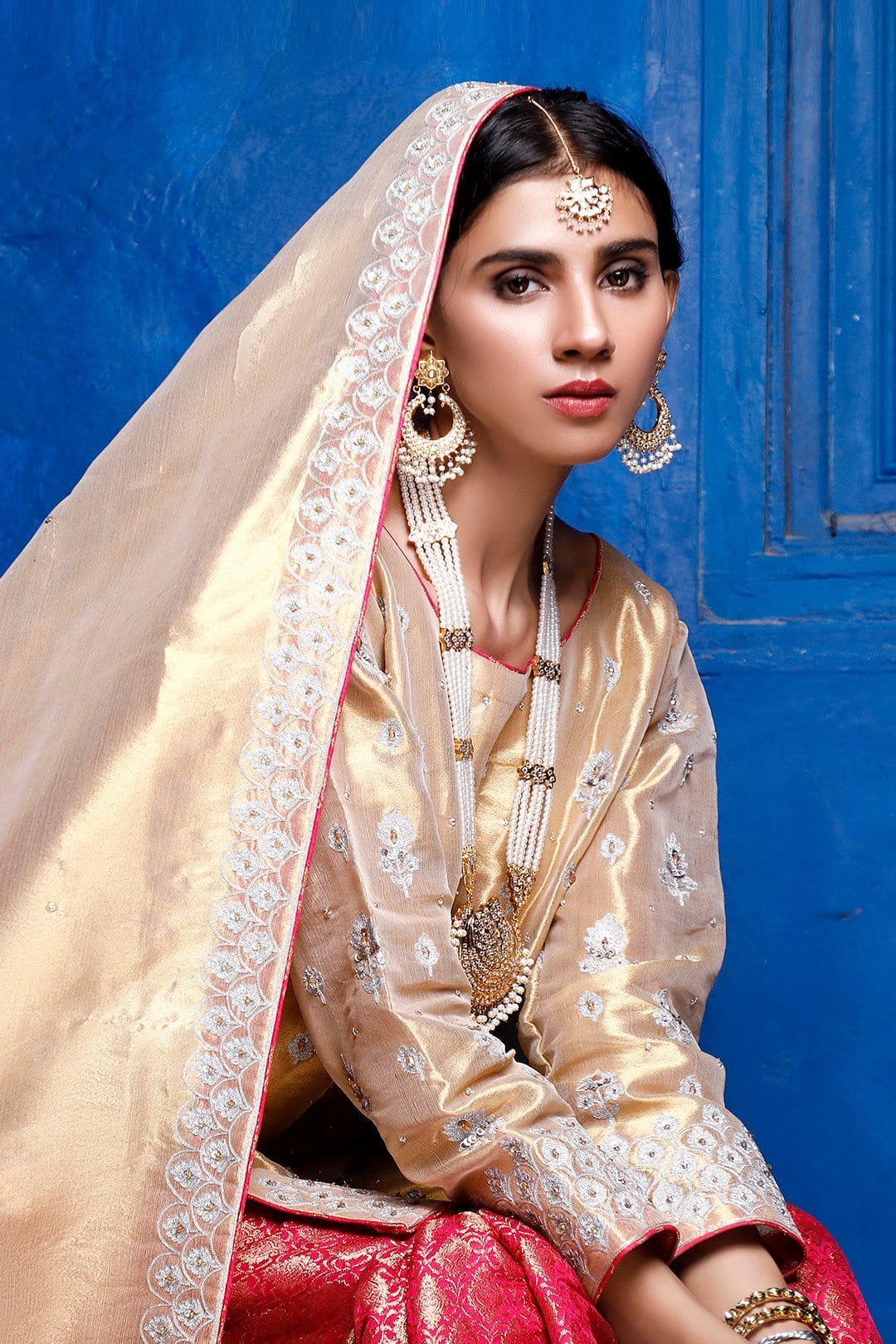Sanas - Aari Handwork Embroidered Brocade Gharara Suit | SIRA | G202041