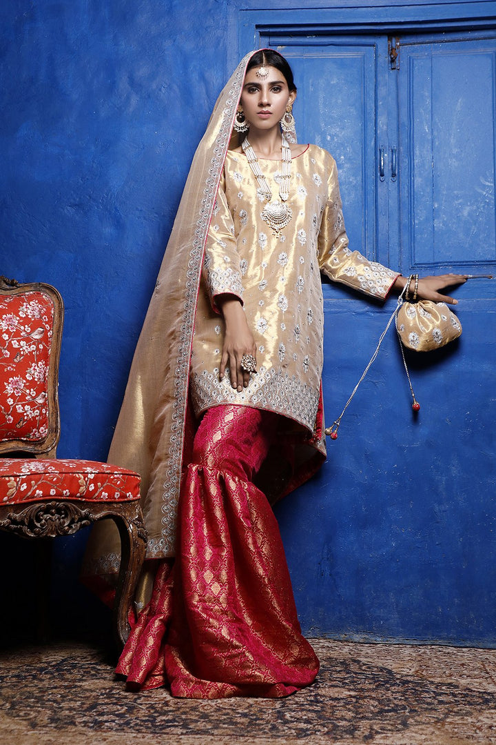 Sanas - Golden & Pink Gharara Suit - G202041