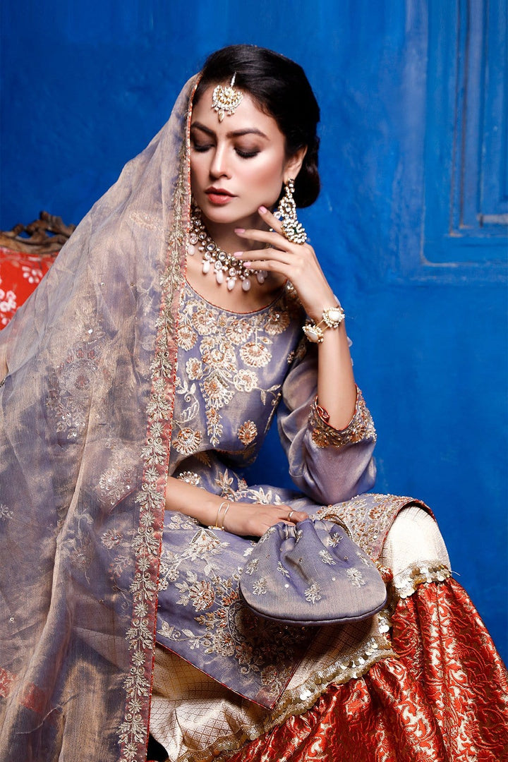 Sanas - Aari Handwork Embroidered Mesuri Gharara Suit | SIRA | G202040