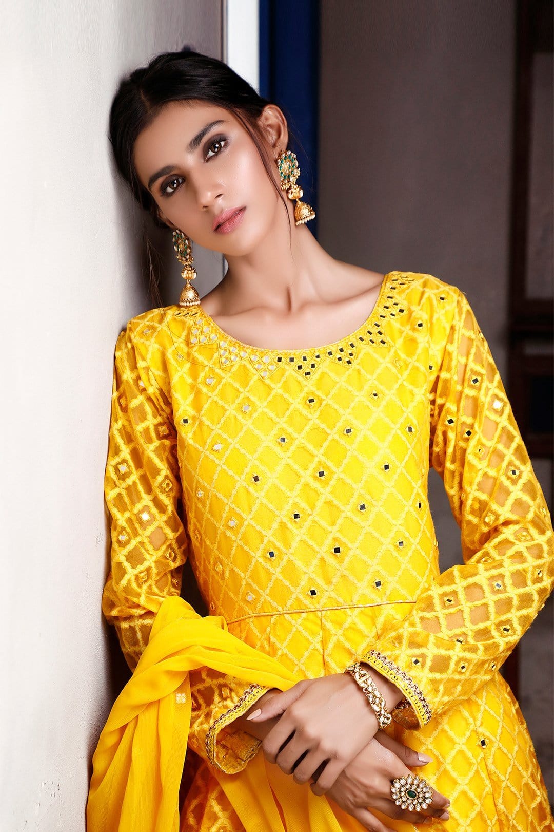 Sanas - Mirror Embroidered Long Jacquard Maxi | SIRA | M202029