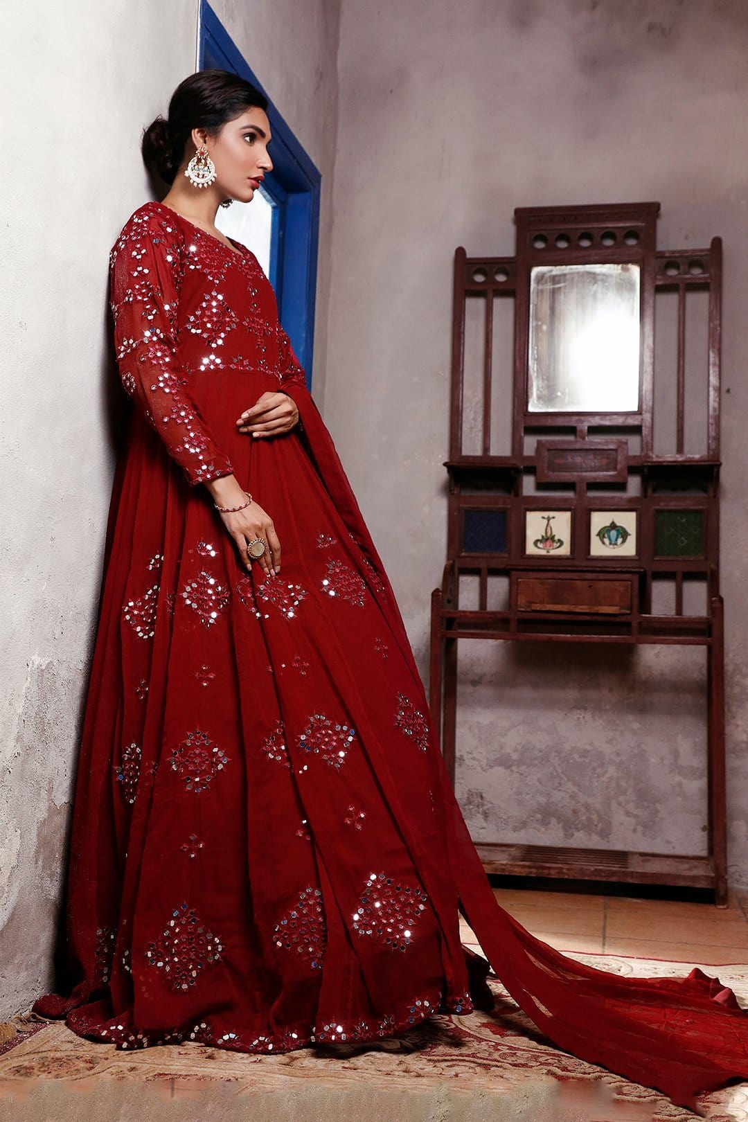 Sanas - Mirror Embroidered Long Net Maxi | SIRA | M202060