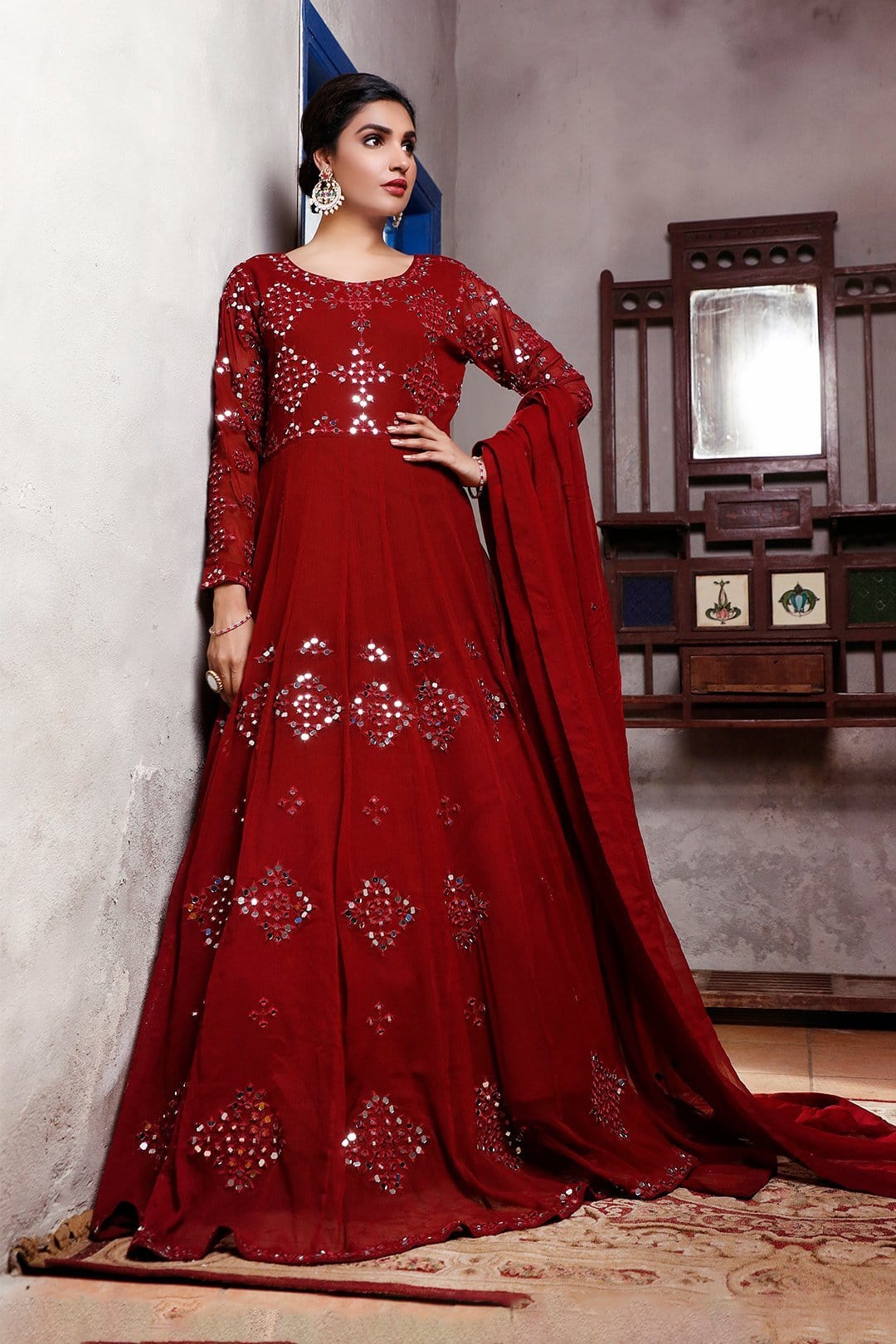 Sanas - Mirror Embroidered Long Net Maxi | SIRA | M202060