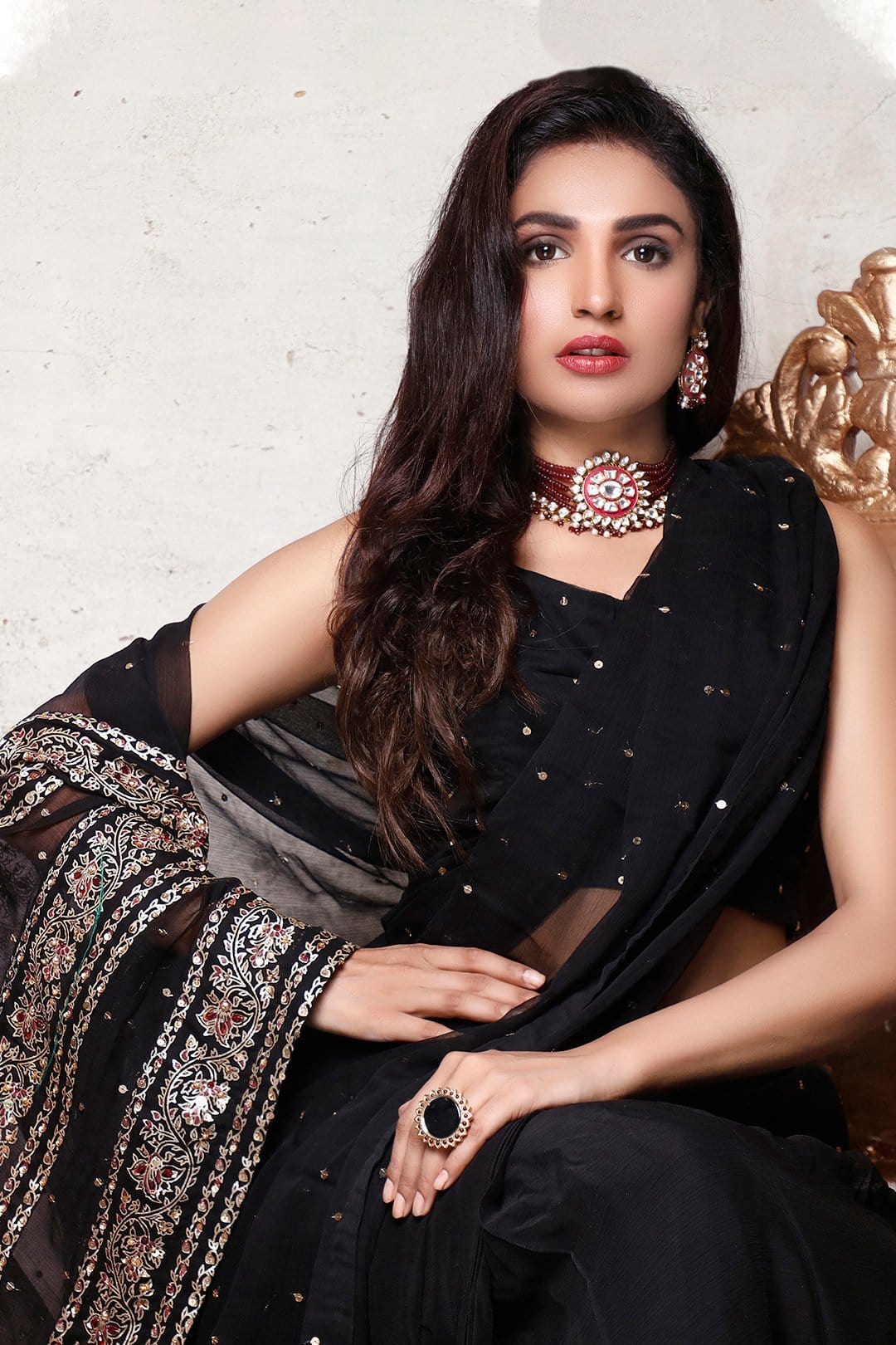 Sanas - Screen Printed Chiffon Sequins Saree | SIRA | SR202056