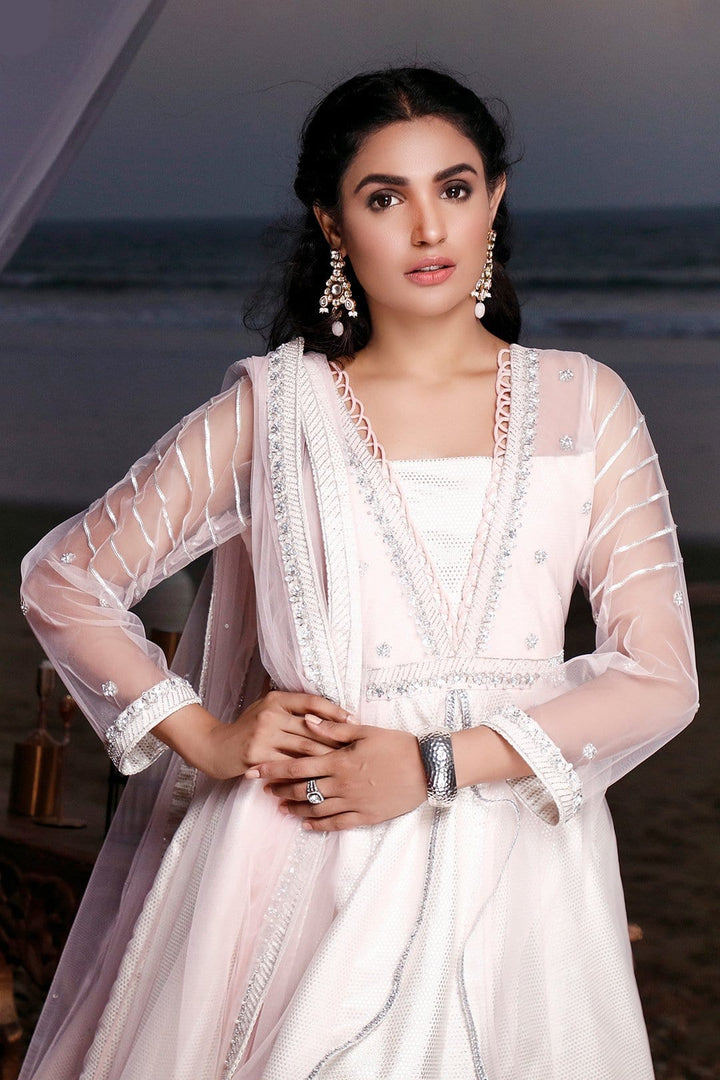 Sanas - Embroidered Long Jacquard Net Maxi | SIRA | M202054