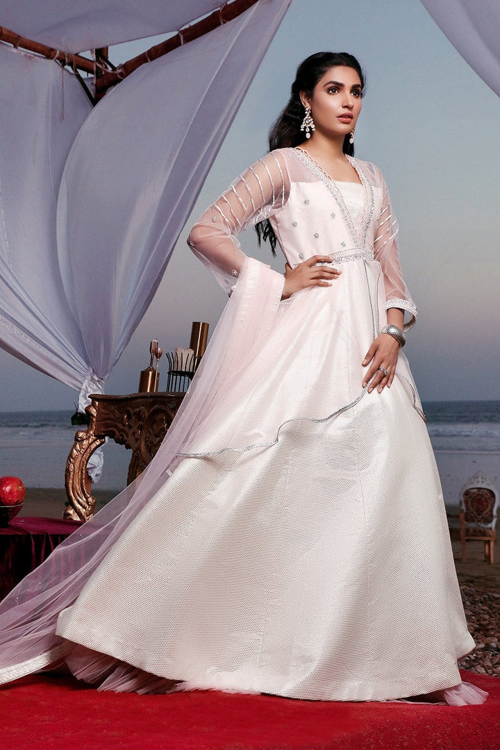 Sanas - Embroidered Long Jacquard Net Maxi | SIRA | M202054