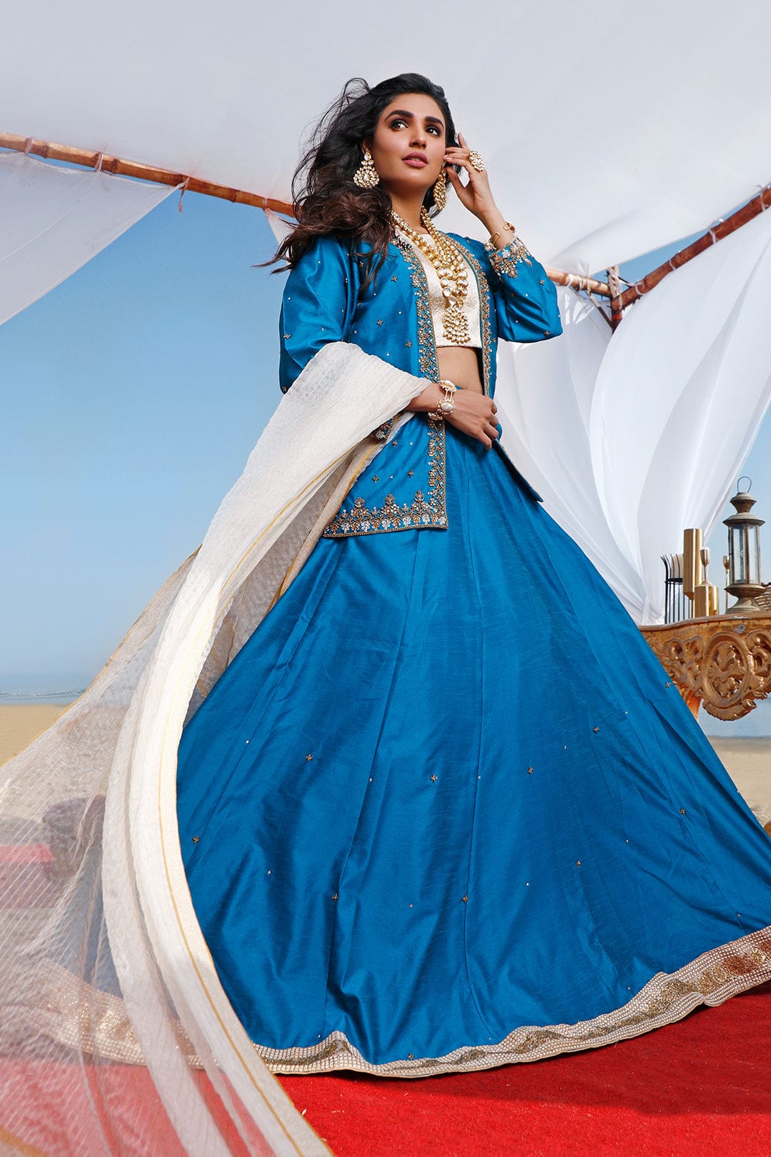 Sanas - Handwork Embroidered Raw Silk Lehenga | SIRA | L202051