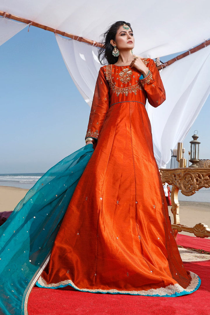 Sanas - Handwork Embroidered Raw Silk Long Maxi | SIRA | M202050