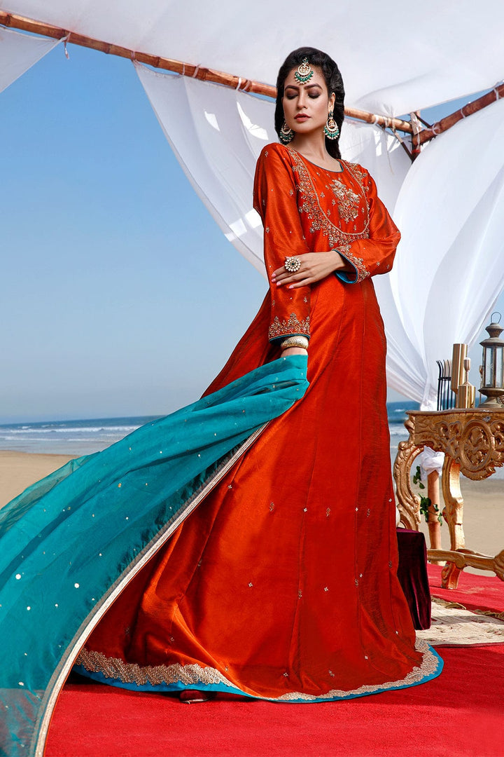 Sanas - Handwork Embroidered Raw Silk Long Maxi | SIRA | M202050