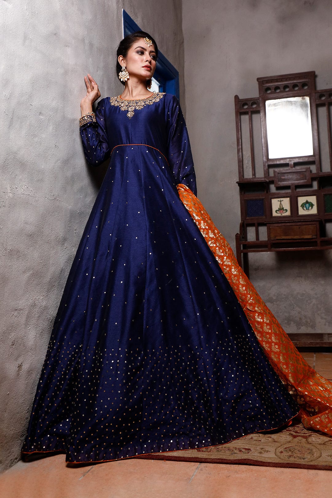 Sanas - Handwork Embroidered Raw Silk Long Maxi | SIRA | M202039