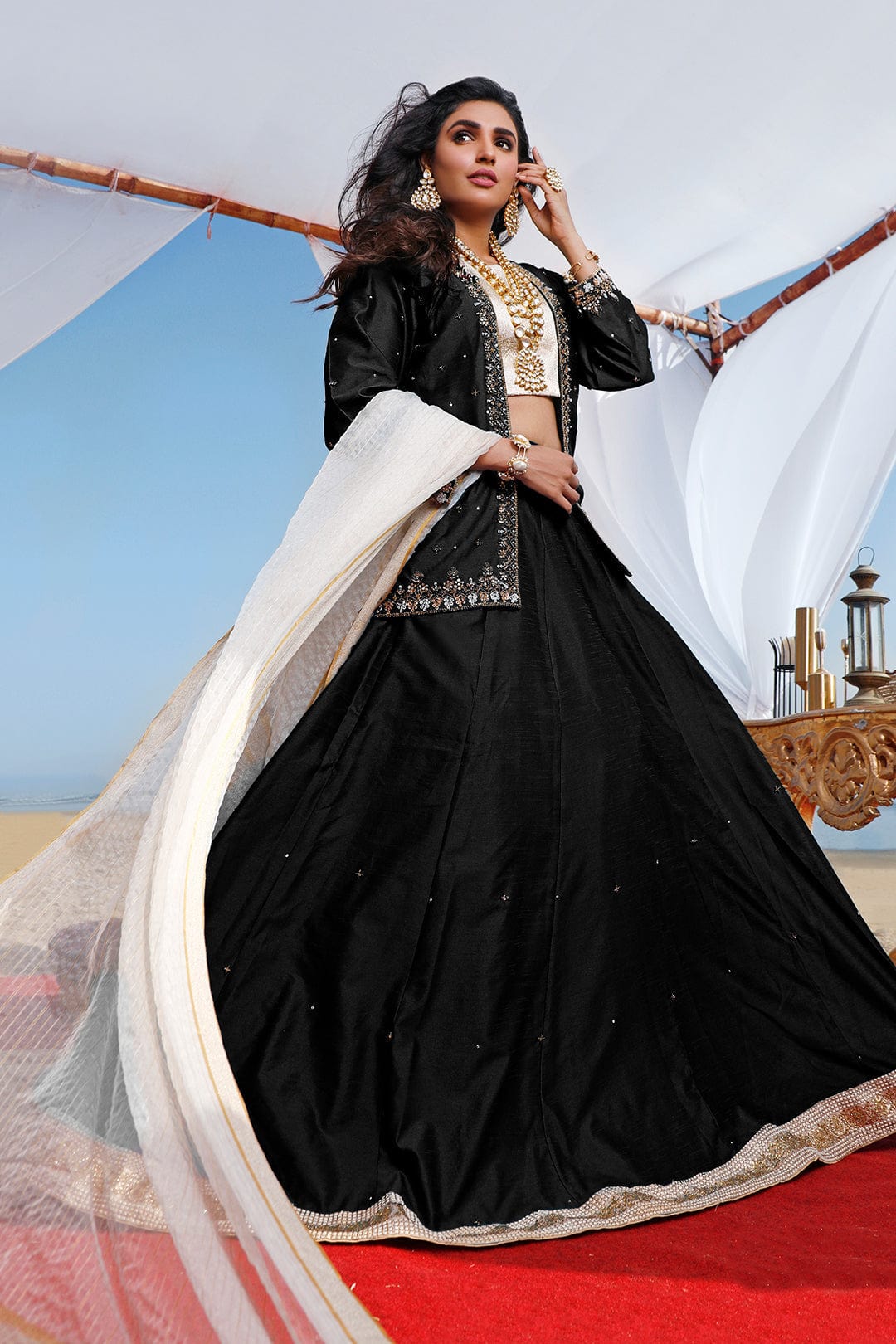 Sanas - Handwork Embroidered Raw Silk Lehenga | SIRA | L202051