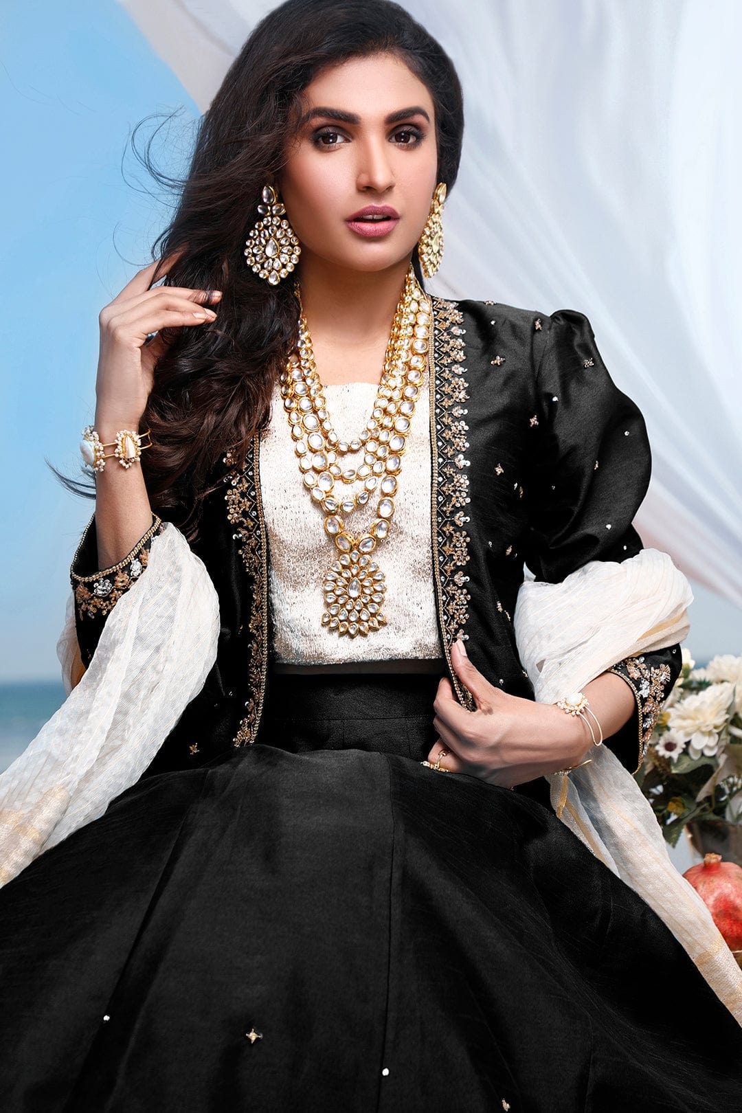 Sanas - Handwork Embroidered Raw Silk Lehenga | SIRA | L202051