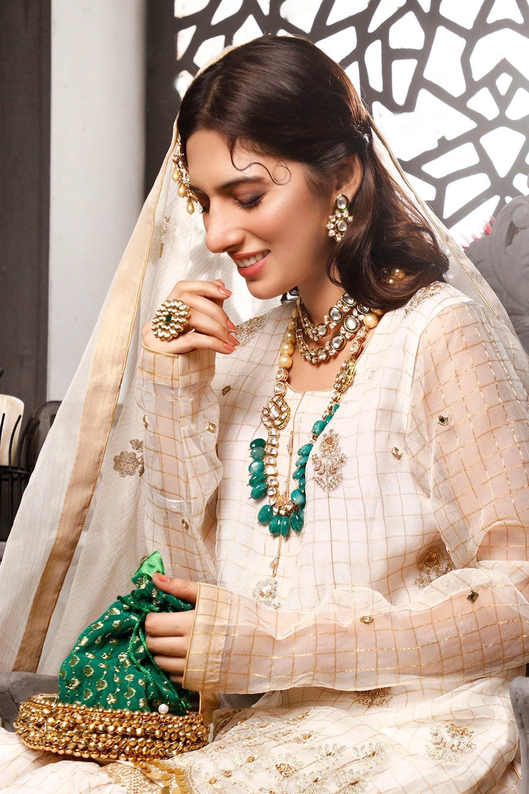 Sanas - Aari Embroidered Zari Organza Gharara Suit | Nikhaar | G202020