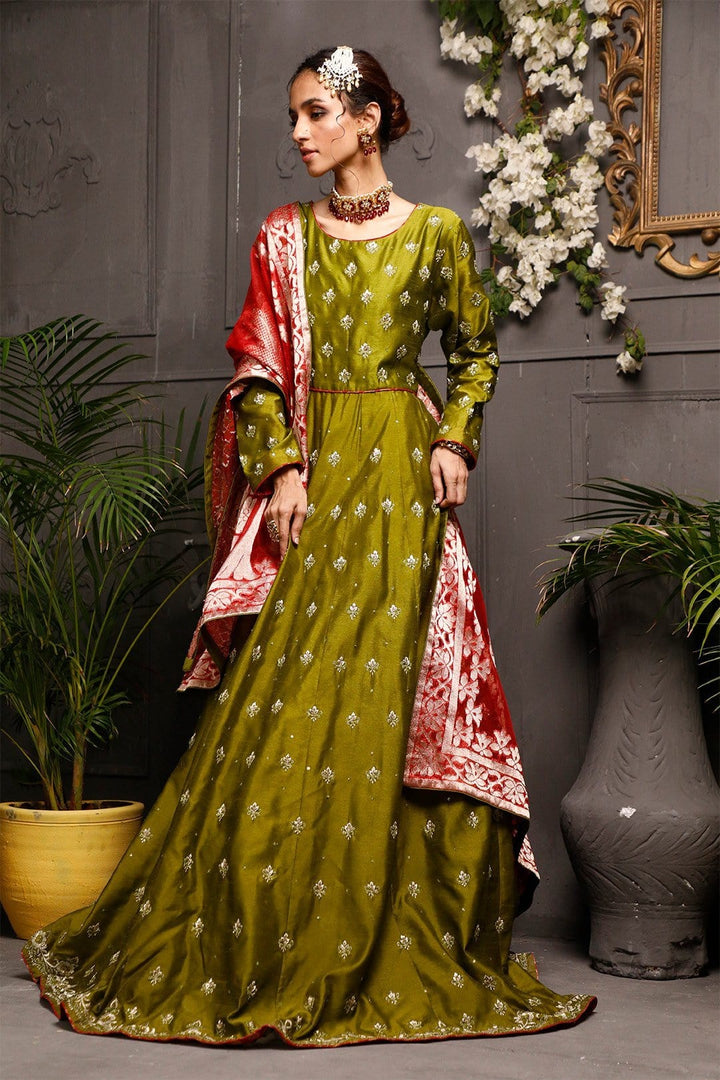 Sanas - Handwork Embroidered Raw Silk Long Maxi | Nikhaar | M202015