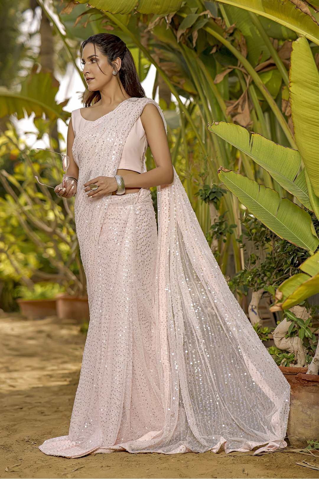 Sanas - Net Sequins Luxury Saree - TITLIYAN - SR202101