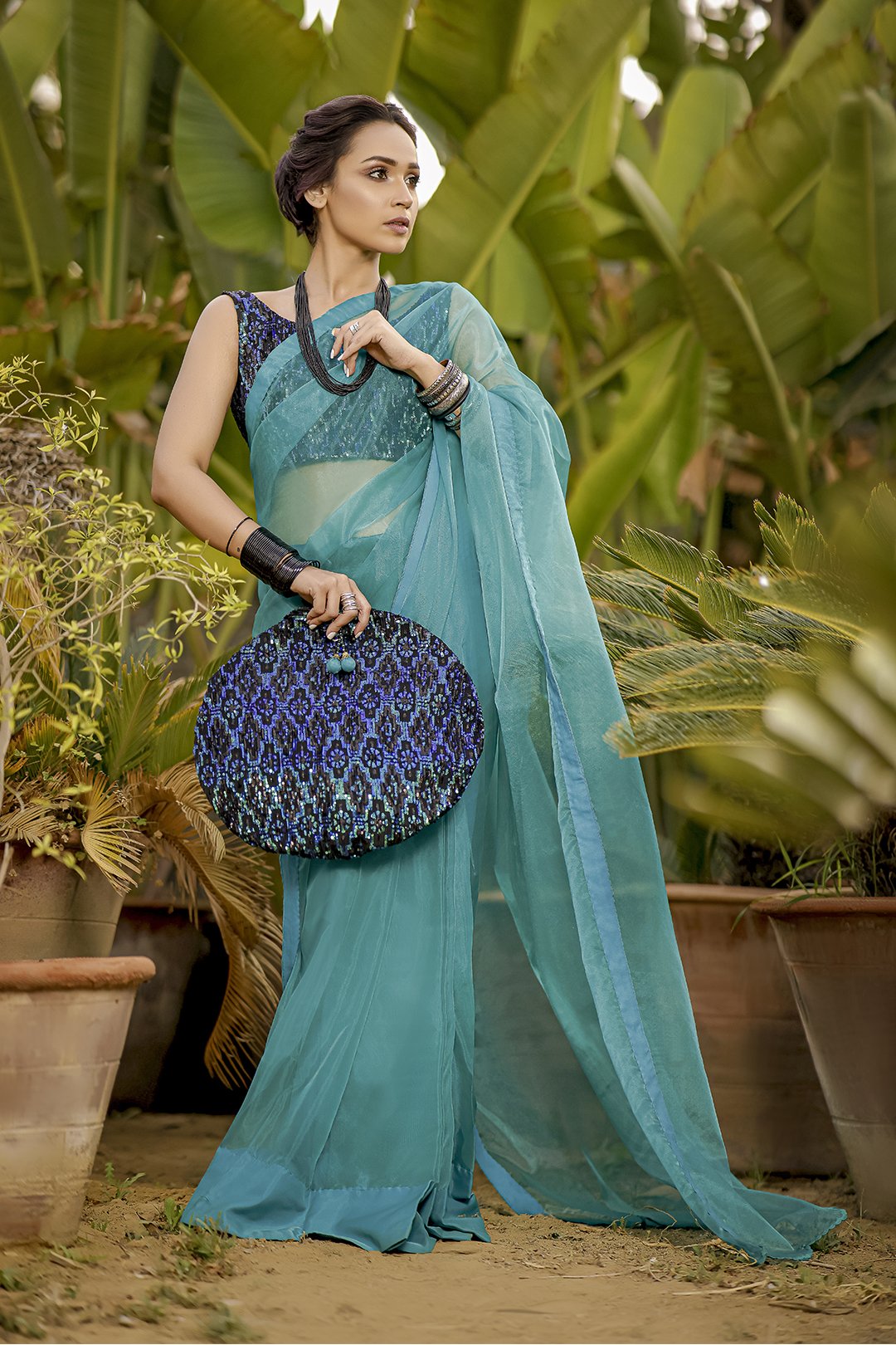 Sanas - Organza Sequins Luxury Saree - TITLIYAN - SR202124
