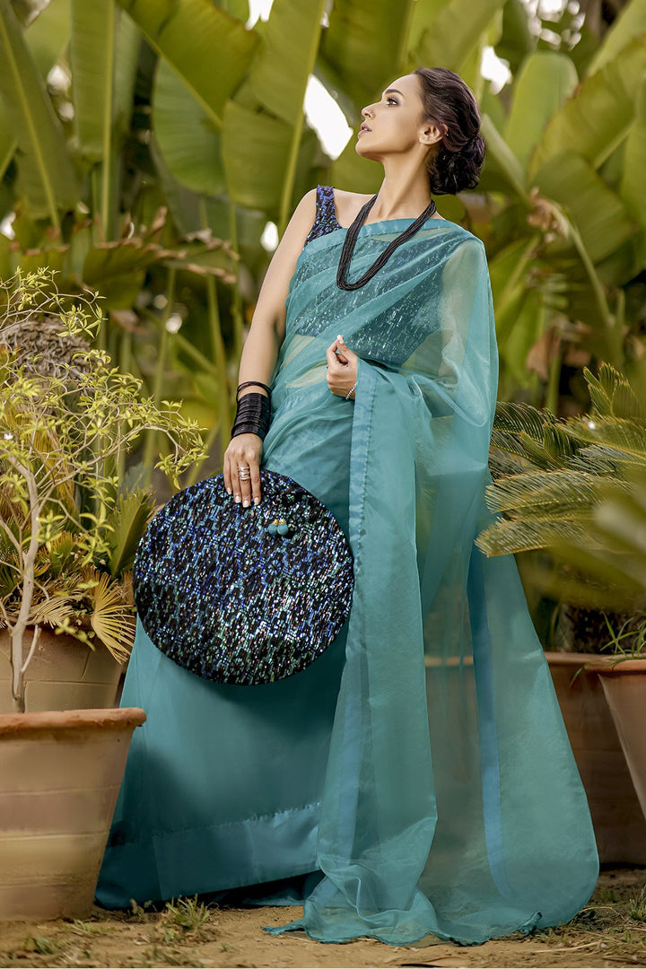 Sanas - Organza Sequins Luxury Saree - TITLIYAN - SR202124