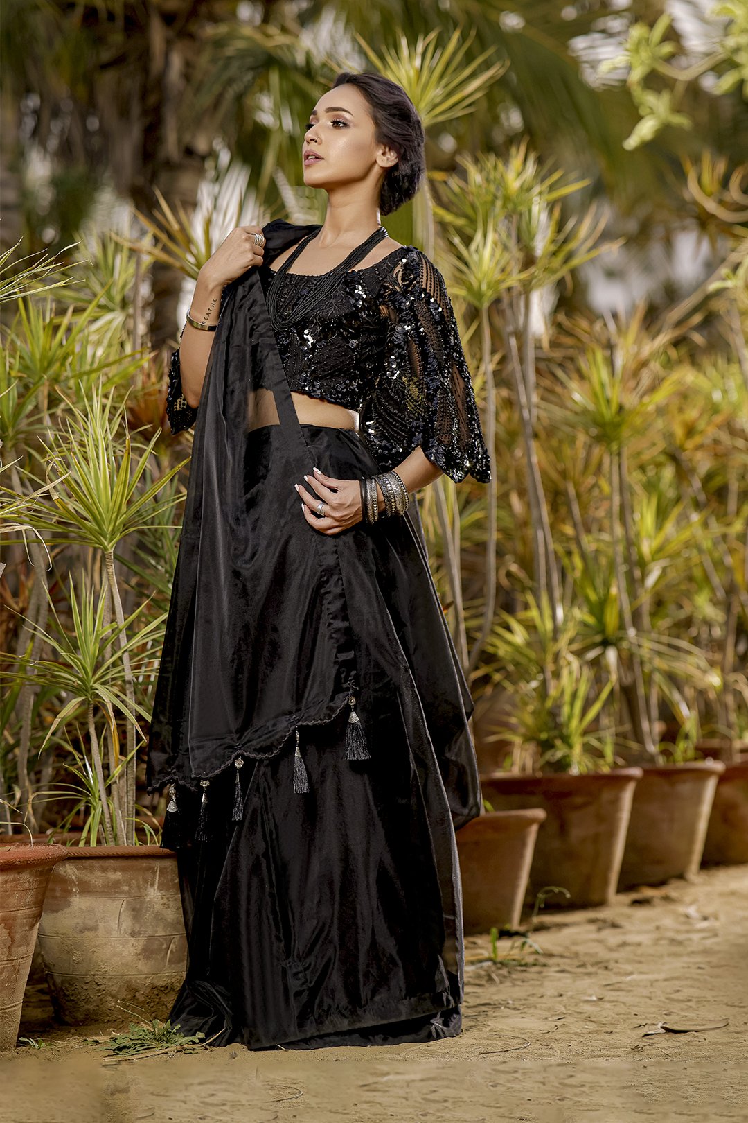 Sanas - Organza Sequins Luxury Saree - TITLIYAN - SR202122