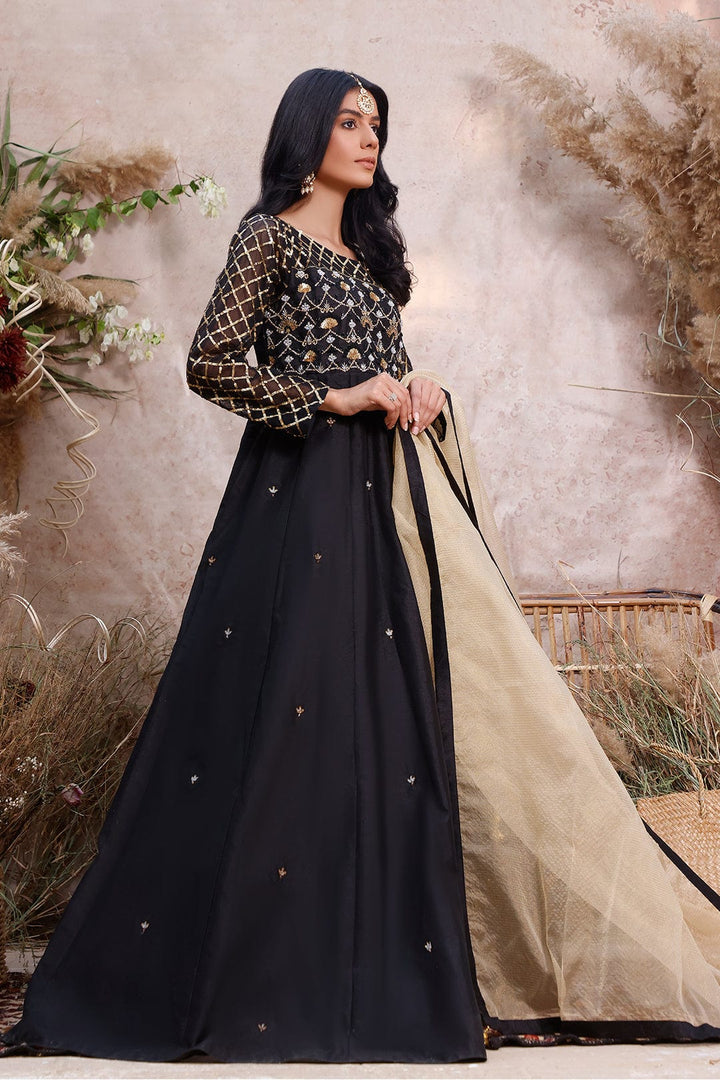 Sanas - Handwork Embroidered Raw Silk Wedding Maxi | MEHRU | M201963