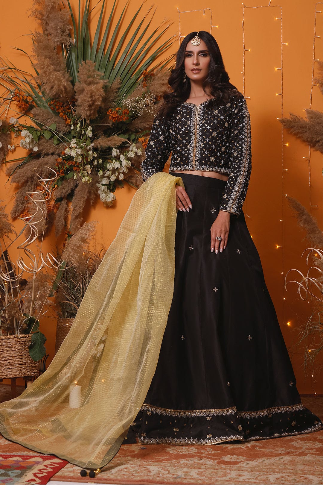 Sanas - Crystal Handwork Raw Silk Lehenga Choli | MEHRU | L202160