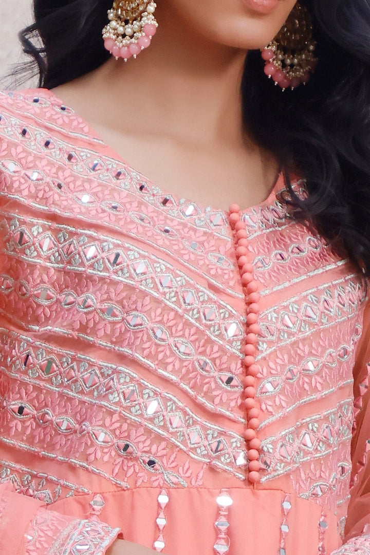Sanas - Mirror Embroidered Net Long Maxi | MEHRU | M202158