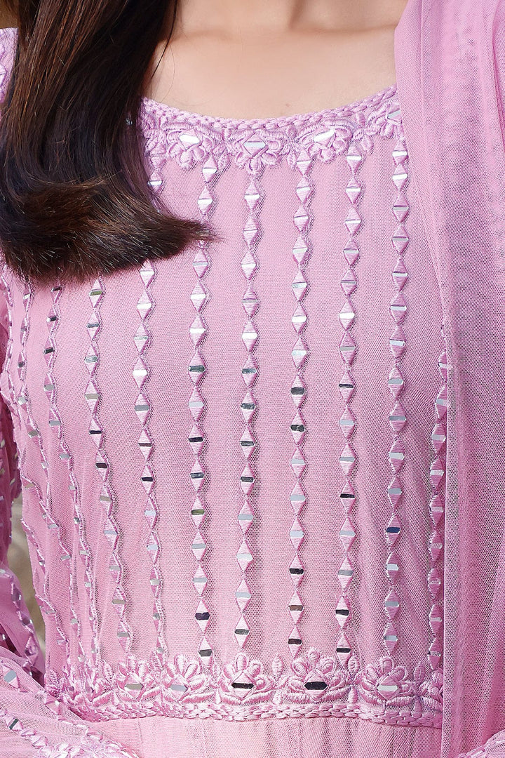 Sanas - Mirror Embroidered Net Long Maxi | MEHRU | M202156