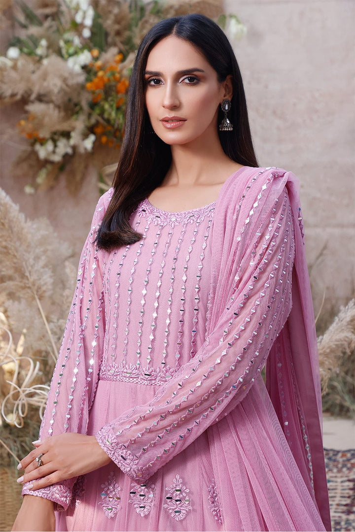 Sanas - Mirror Embroidered Net Long Maxi | MEHRU | M202156