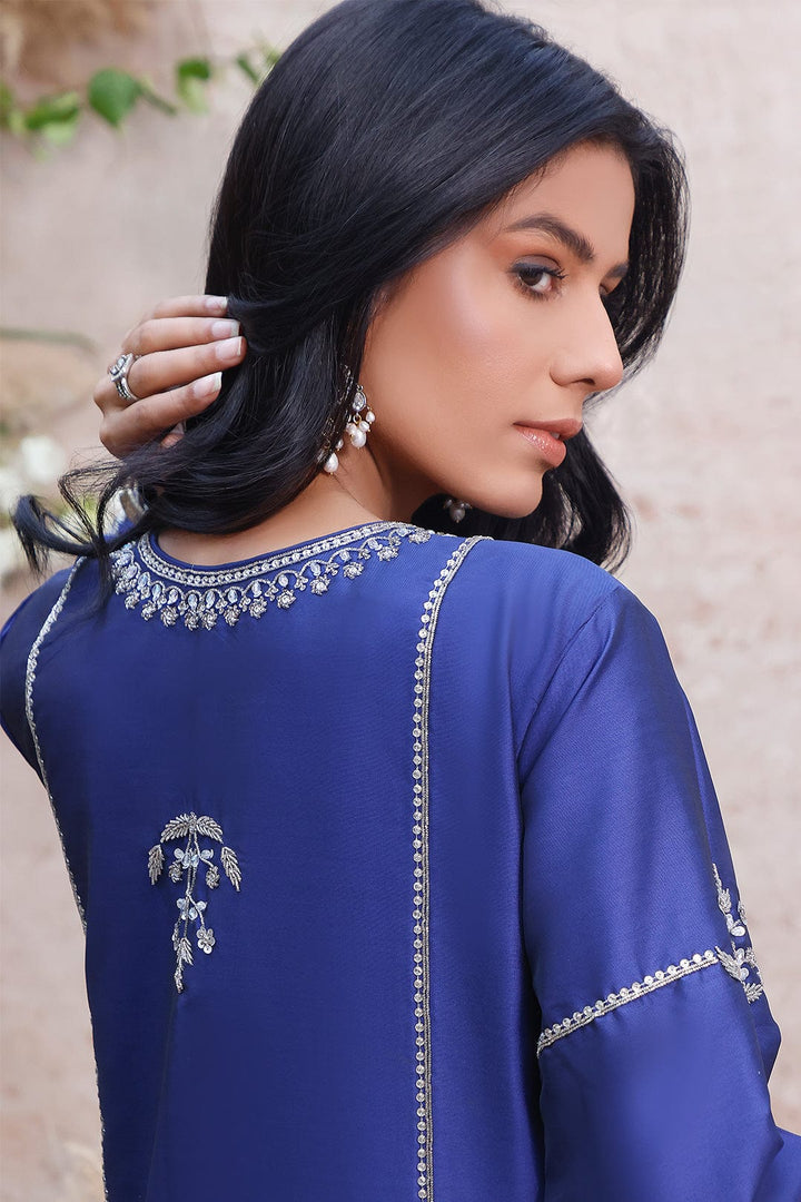 Sanas - Handwork Embroidered Lychee Silk 3pc Suit | MEHRU | S202165
