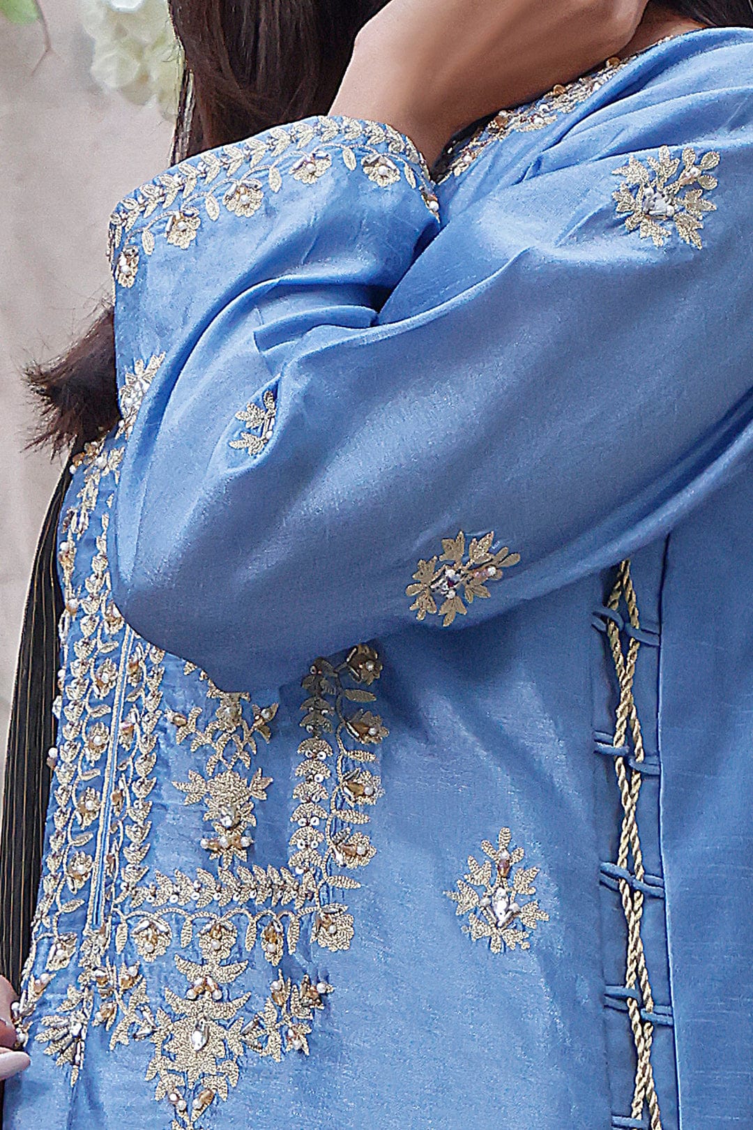 Sanas - Raw Silk Aari Embroidered 3pc Luxury Pret | MEHRU | s202174