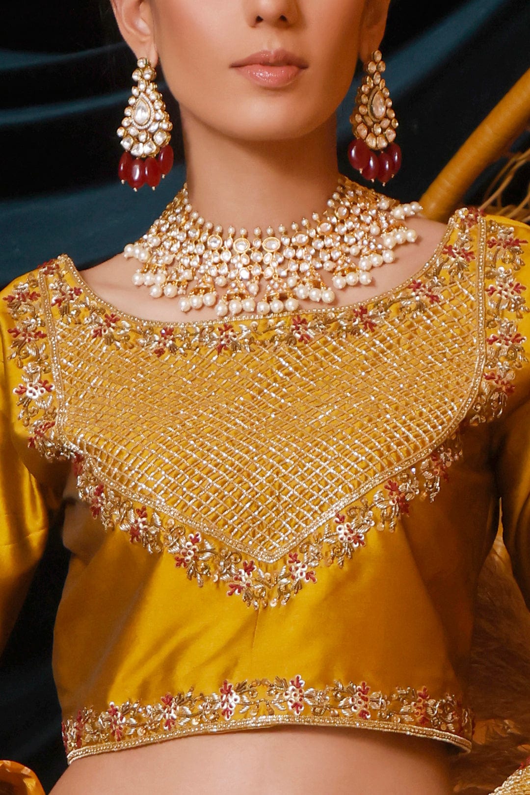 Sanas - Handwork Embroidered Lychee Silk Lehenga Choli | MEHRU | L202161
