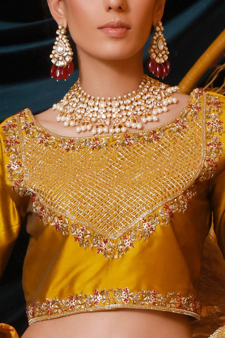 Sanas - Handwork Embroidered Lychee Silk Lehenga Choli | MEHRU | L202161