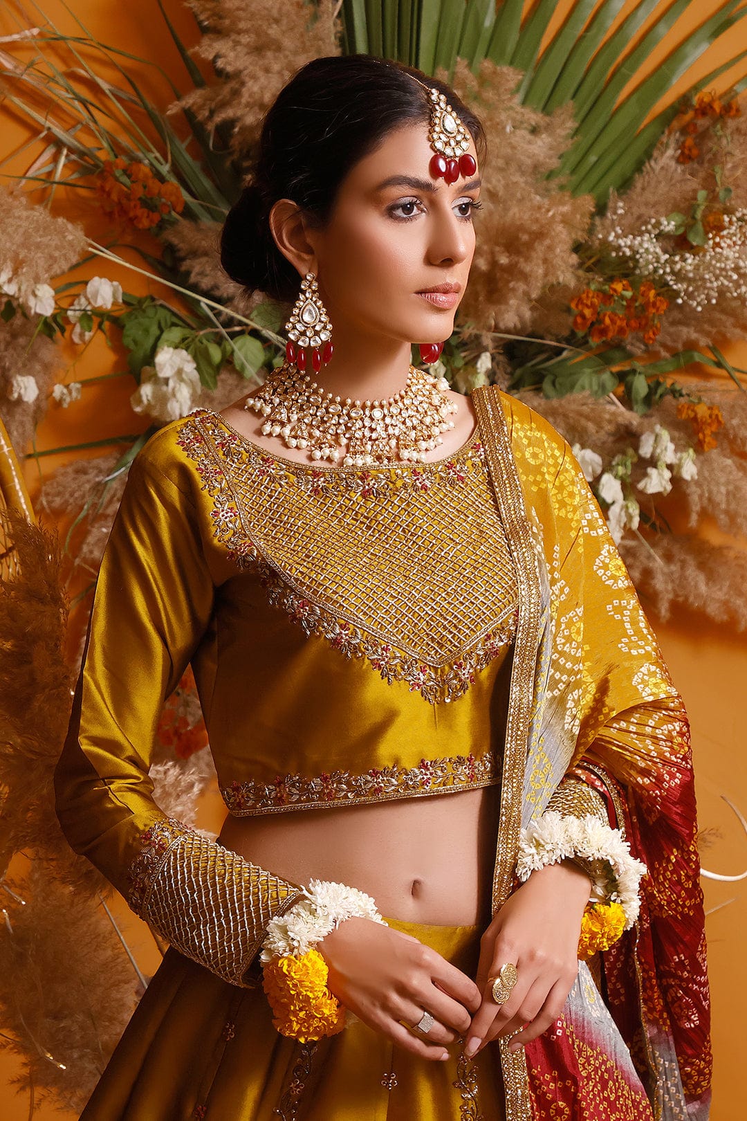 Sanas - Handwork Embroidered Lychee Silk Lehenga Choli | MEHRU | L202161