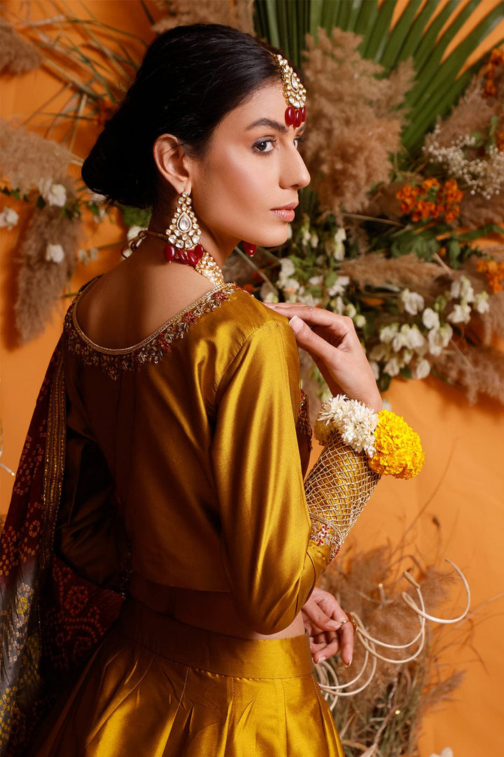 Sanas - Handwork Embroidered Lychee Silk Lehenga Choli | MEHRU | L202161