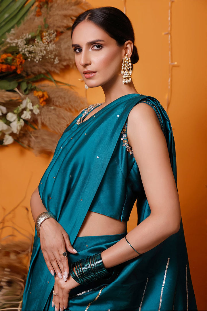 Sanas - Handwork Embroidered Luxury Silk Saree | MEHRU | SR202172