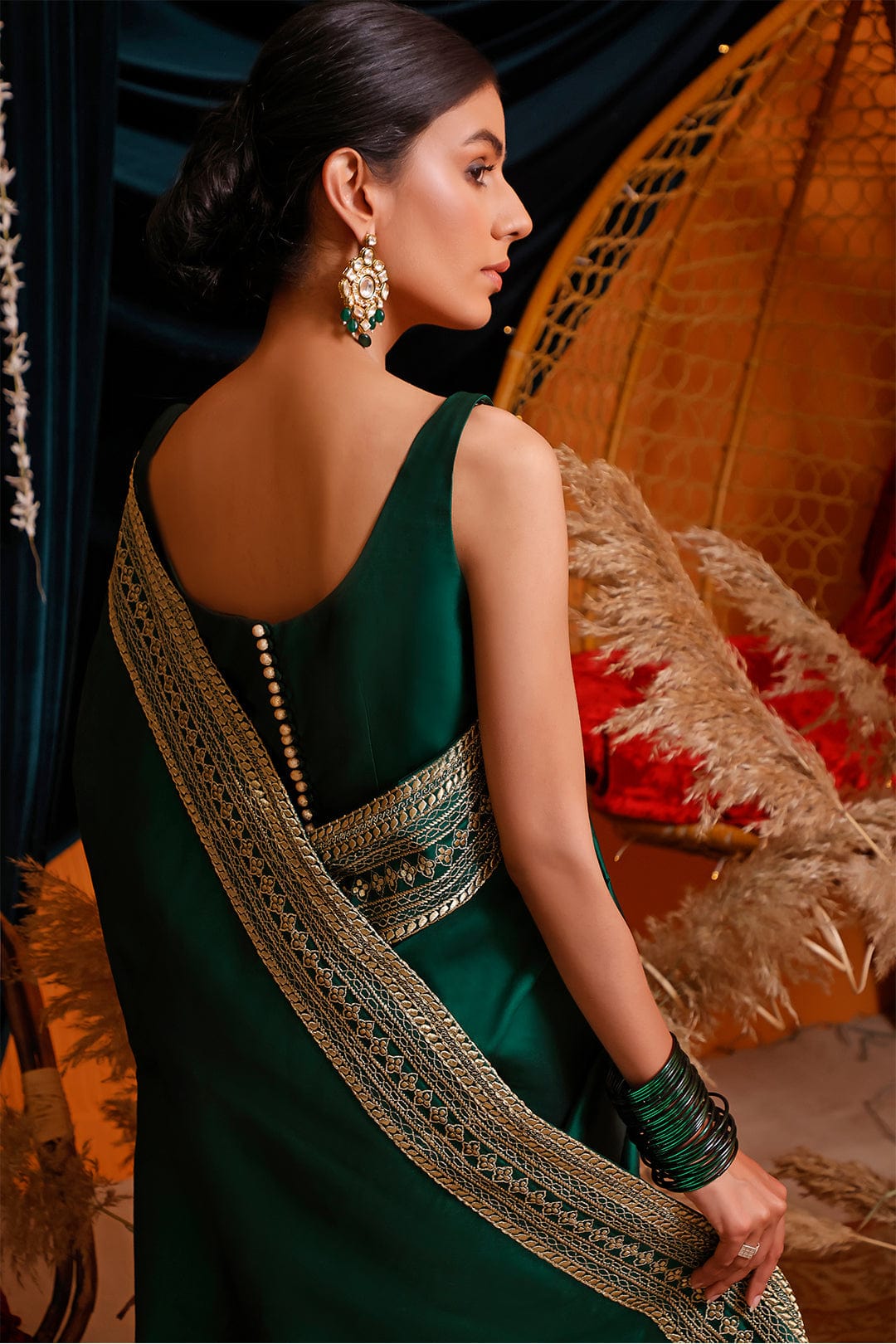 Sanas - Zari Embroidered Luxury Lychee Silk Saree | MEHRU | SR202169
