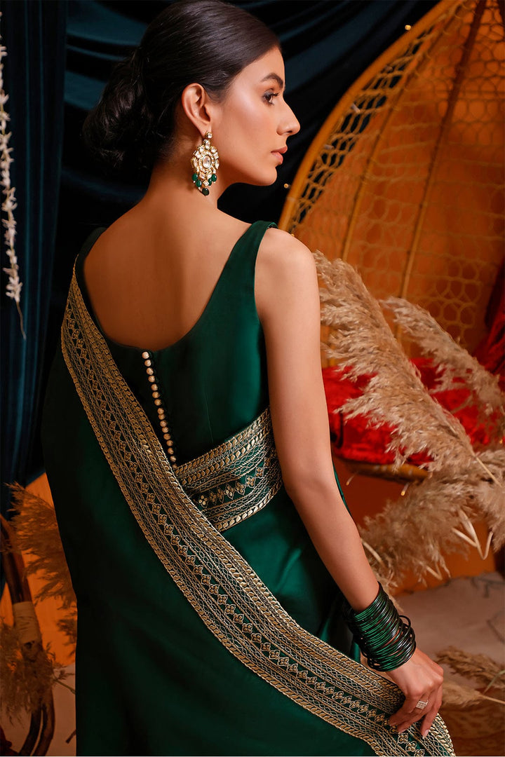 Sanas - Zari Embroidered Luxury Lychee Silk Saree | MEHRU | SR202169