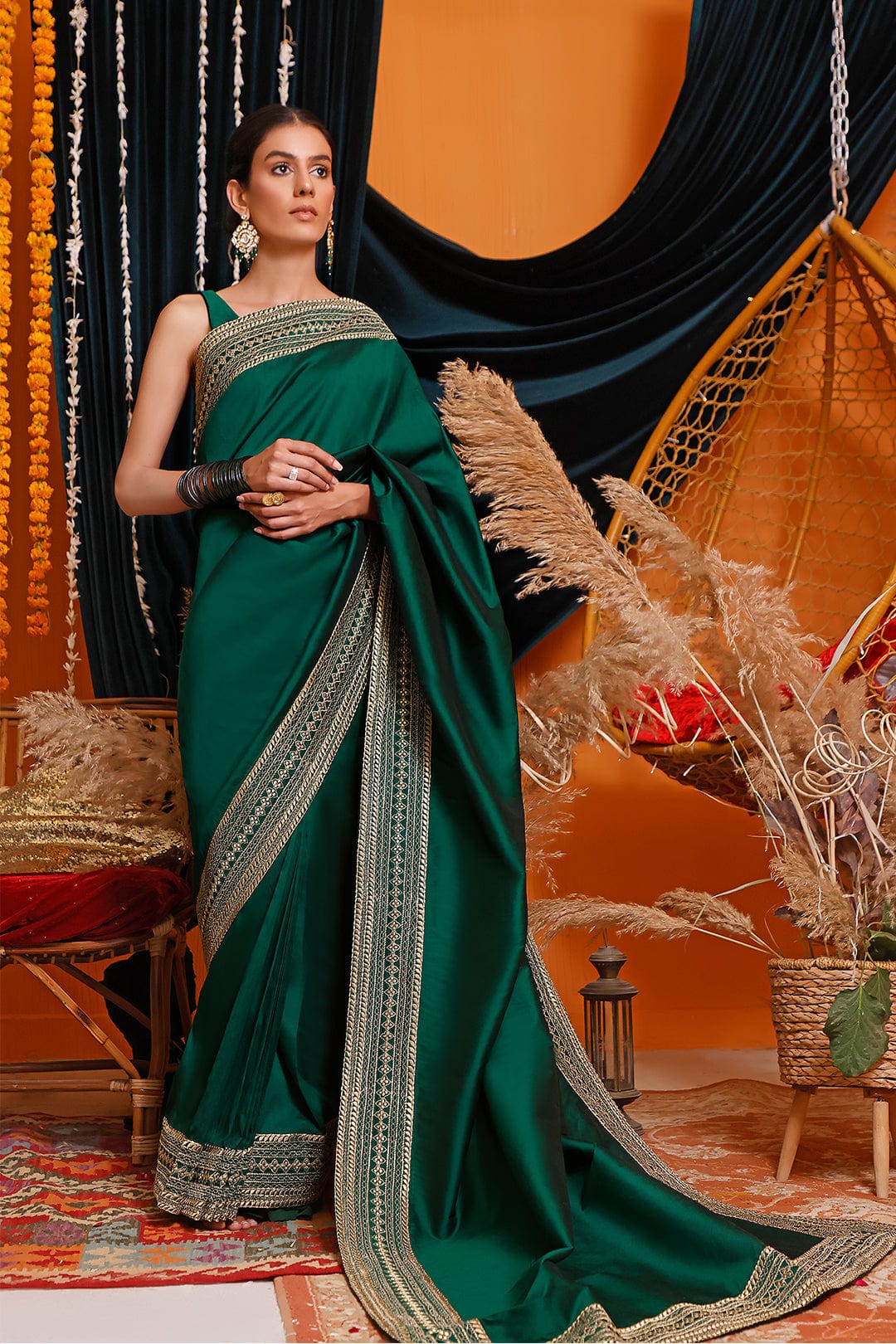Sanas - Zari Embroidered Luxury Lychee Silk Saree | MEHRU | SR202169