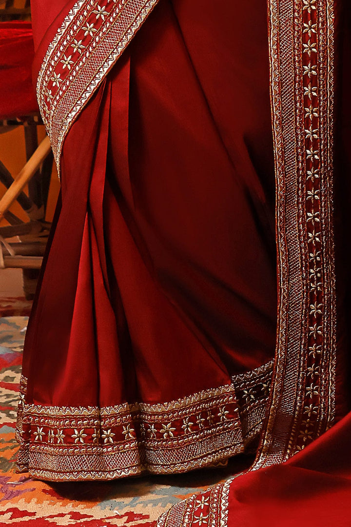 Sanas - Zari Embroidered Luxury Lychee Silk Saree | MEHRU | SR202170