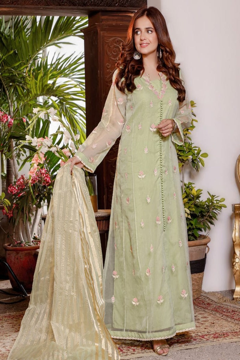 Sanas - Organza Kalidaar Front Open Style 3pc Suit | KAIRA | S202192