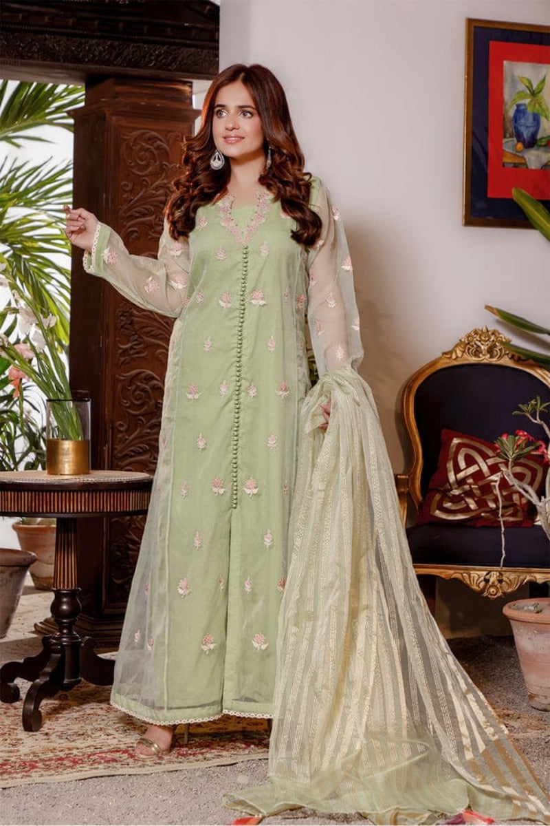 Sanas - Organza Kalidaar Front Open Style 3pc Suit | KAIRA | S202192