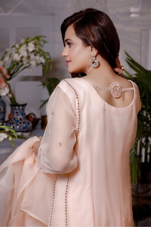 Sanas - Dandwork Embroidered Organza 3pc Suit | KAIRA | S202191
