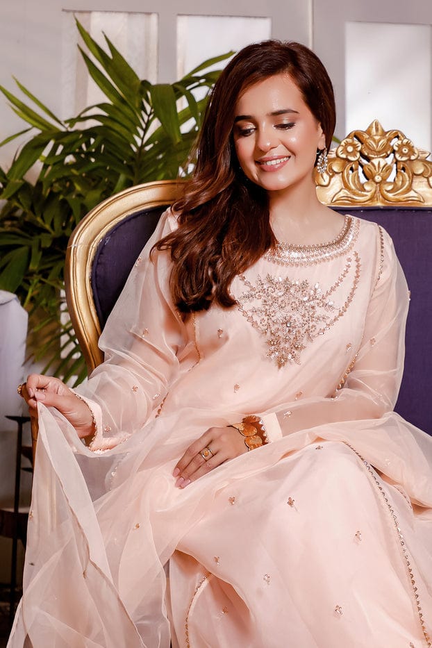 Sanas - Dandwork Embroidered Organza 3pc Suit | KAIRA | S202191