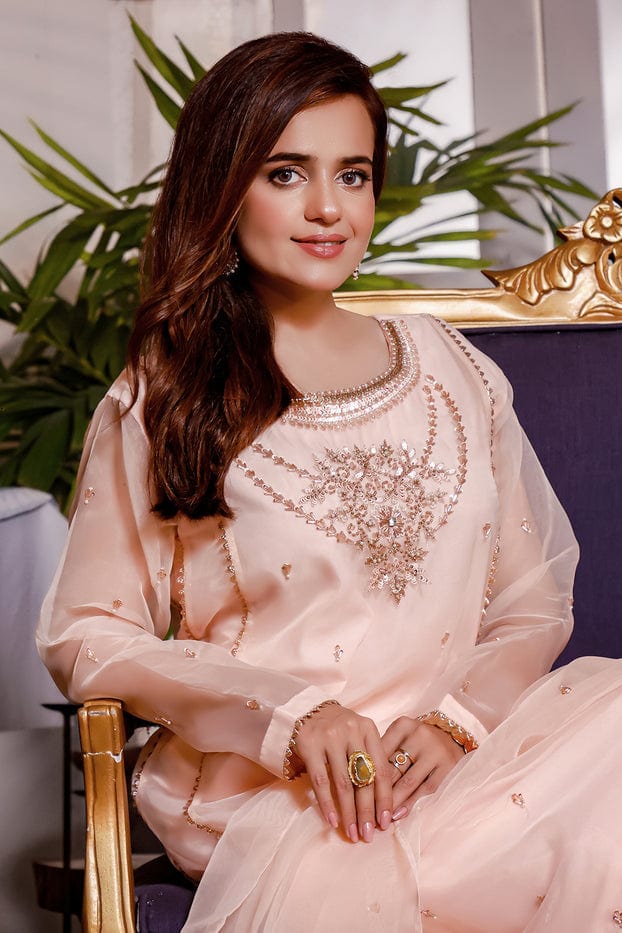 Sanas - Dandwork Embroidered Organza 3pc Suit | KAIRA | S202191