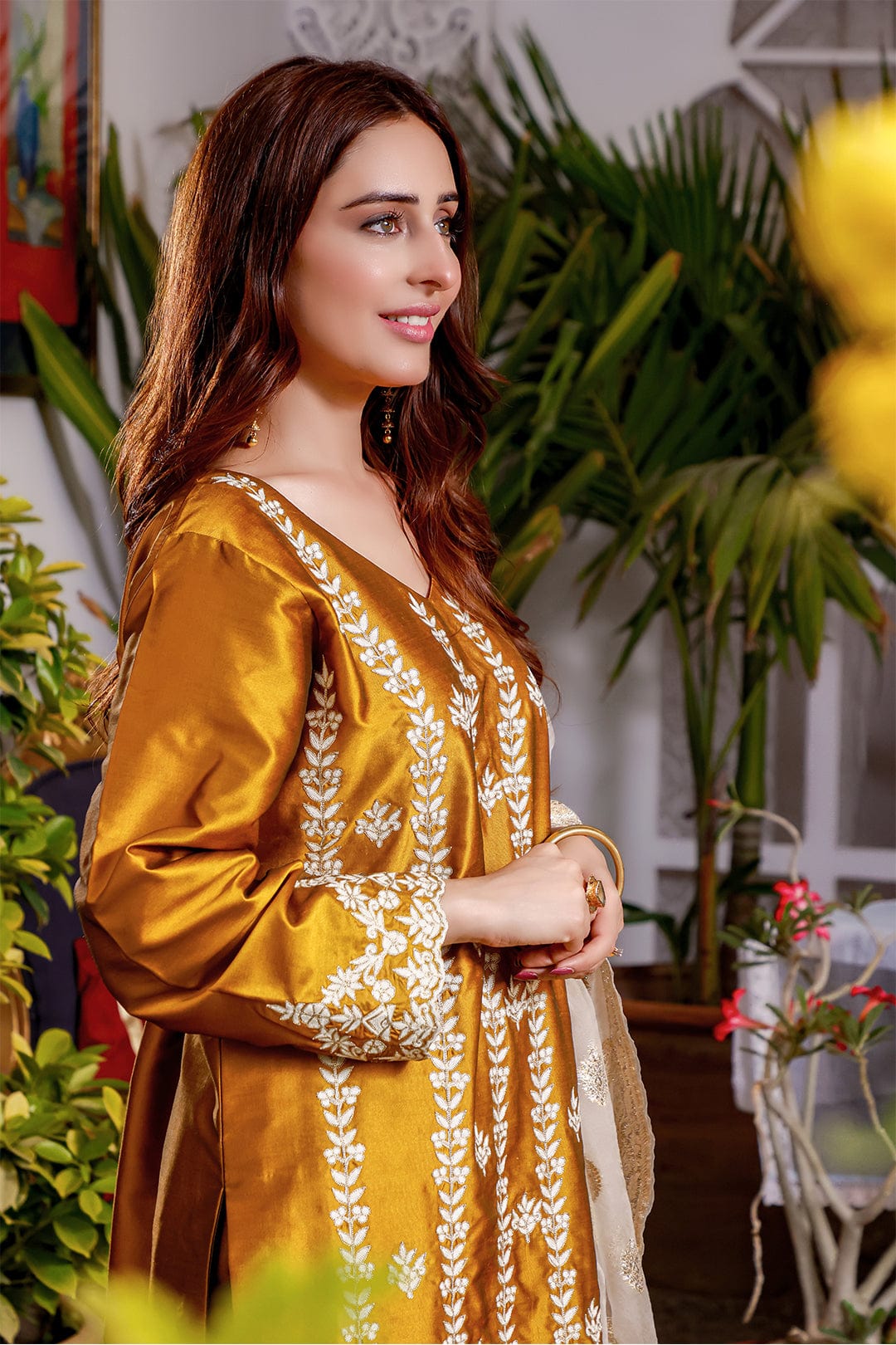 Sanas - Aari Embroidered Lychee Silk luxury Pret 3pc Suit | KAIRA | S202188