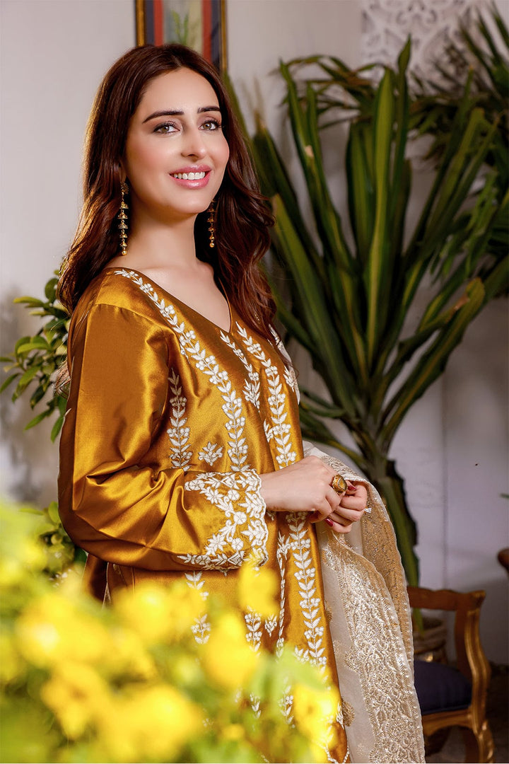 Sanas - Aari Embroidered Lychee Silk luxury Pret 3pc Suit | KAIRA | S202188