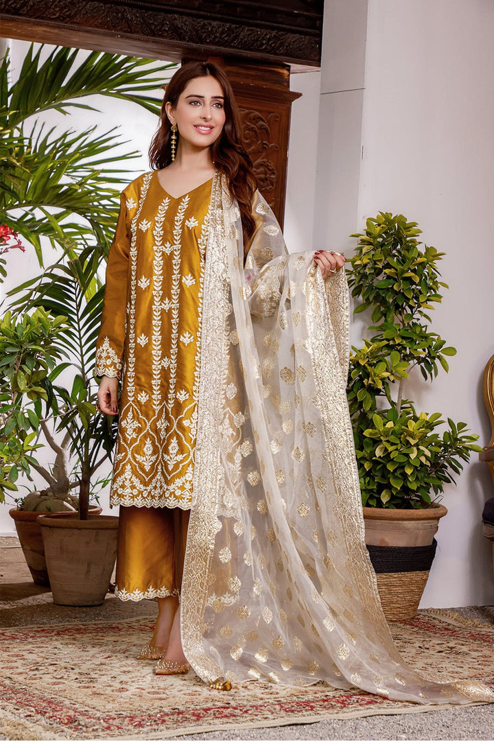 Sanas - Aari Embroidered Lychee Silk luxury Pret 3pc Suit | KAIRA | S202188