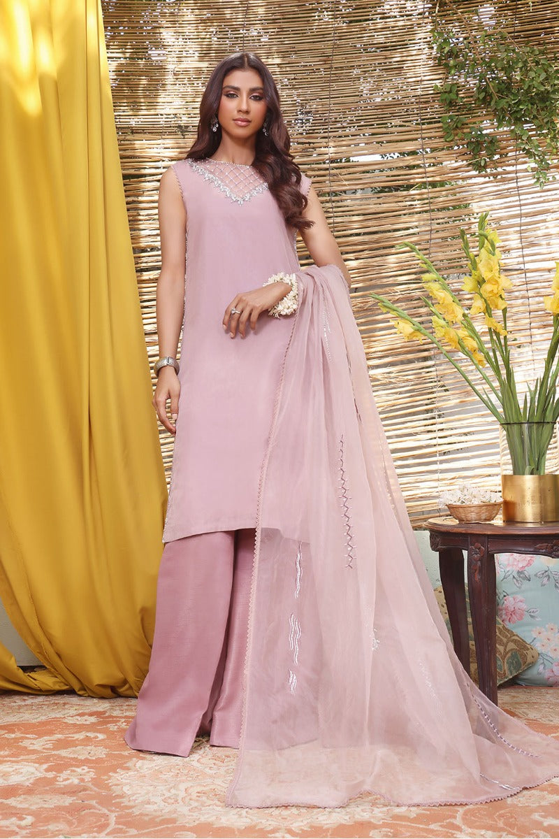 Sanas - Organza Handwork Embroidered 3 Piece Suit - SHIREEN FESTIVE - S202263 - Mauve