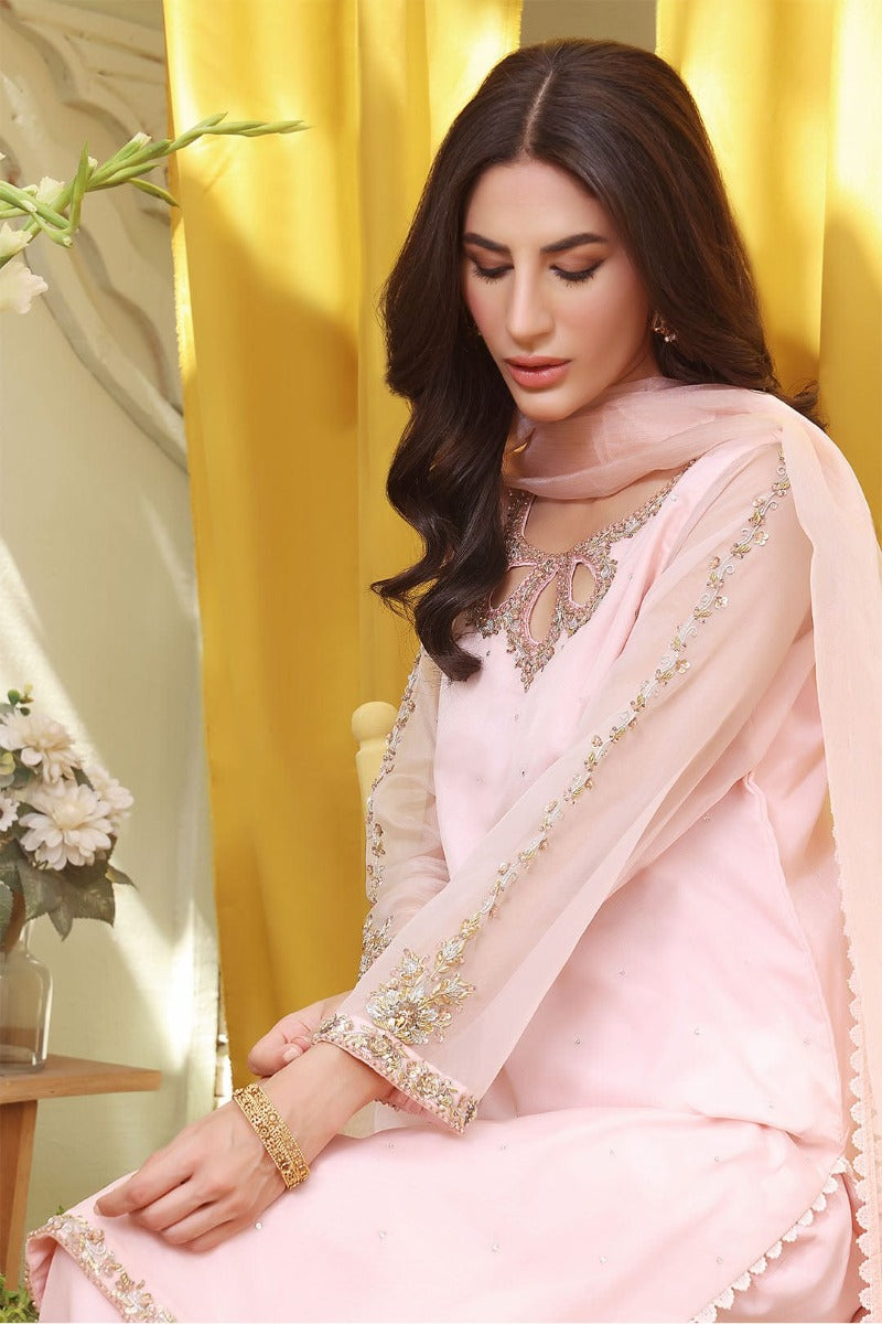 Sanas - Organza Handwork Embroidered 3 Piece Suit - SHIREEN FESTIVE - S202259 - Peach