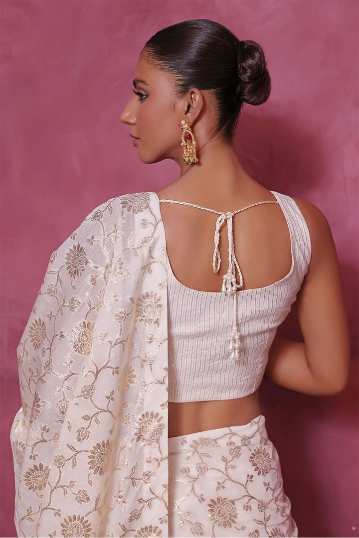 Sanas - Cotton Lorex Saree - SHIREEN FESTIVE - SR202270 - Ivory