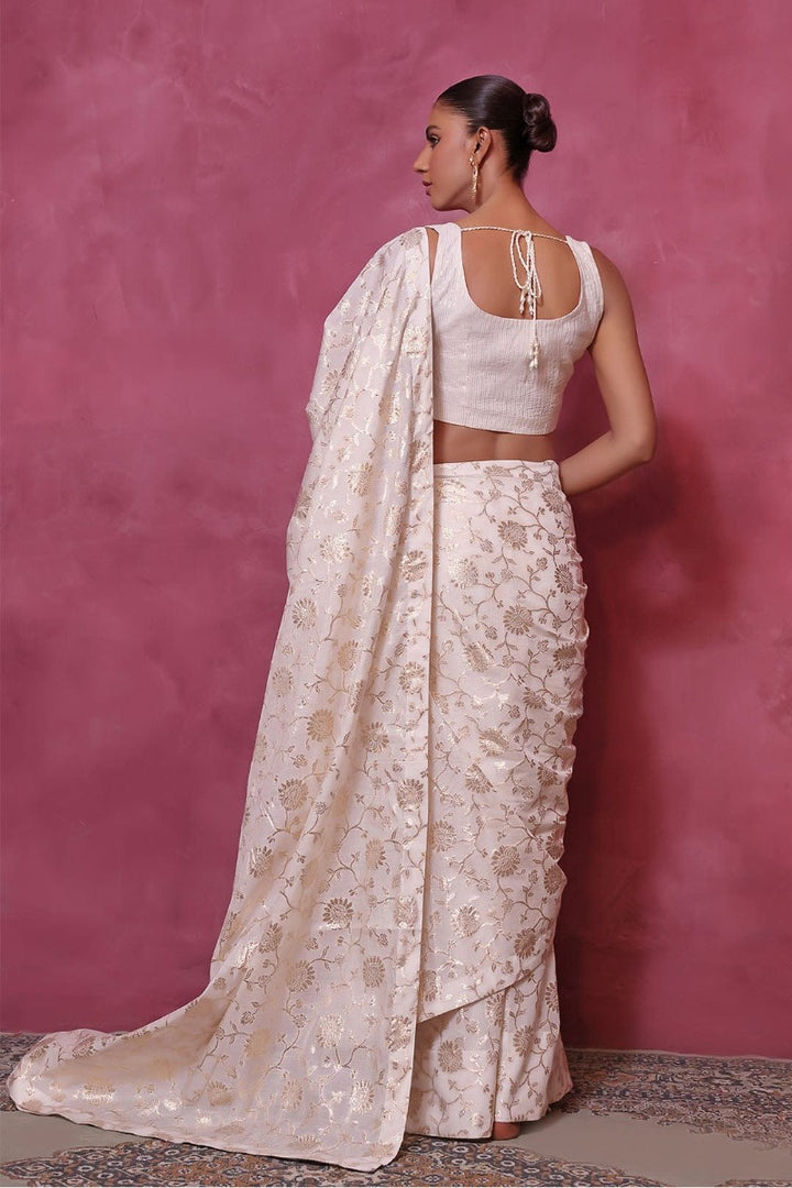 Sanas - Cotton Lorex Saree - SHIREEN FESTIVE - SR202270 - Ivory